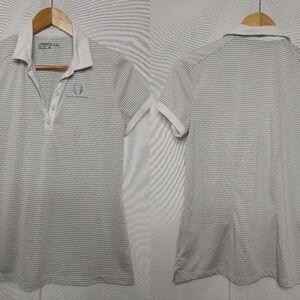 Nike Women's Golf Polo Shirt‎ Short Sleeve Gray White Stripe 725585-100 Large L